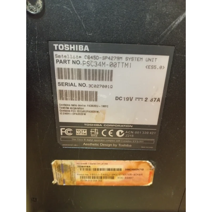 Portátil Toshiba Satellite C645D Para Piezas o Reacondicionado | ChollosPC