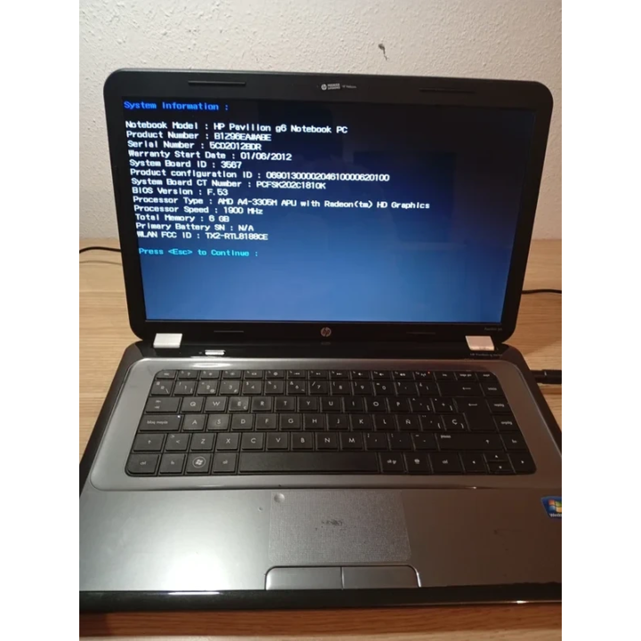 Portátil HP Pavilion G6 AMD A4 Para Piezas | ChollosPC