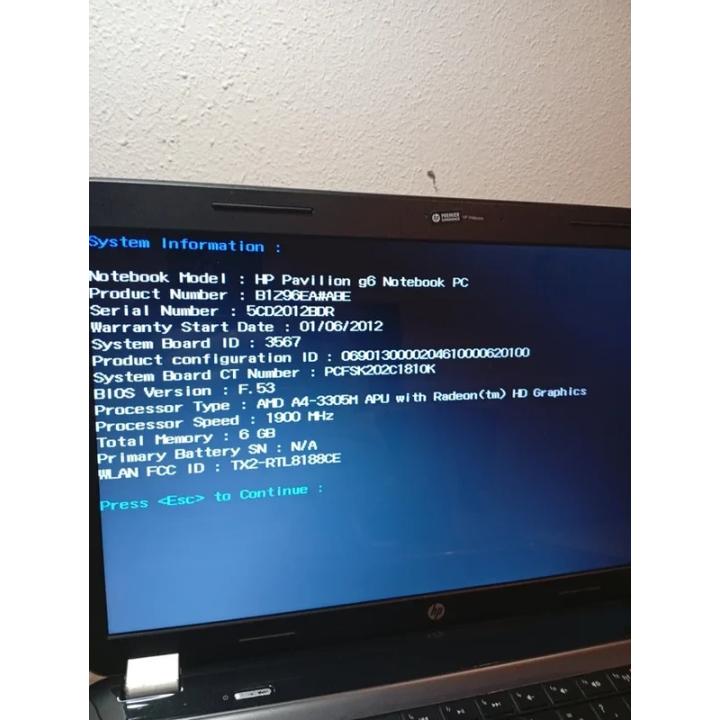 Portátil HP Pavilion G6 AMD A4 Para Piezas | ChollosPC