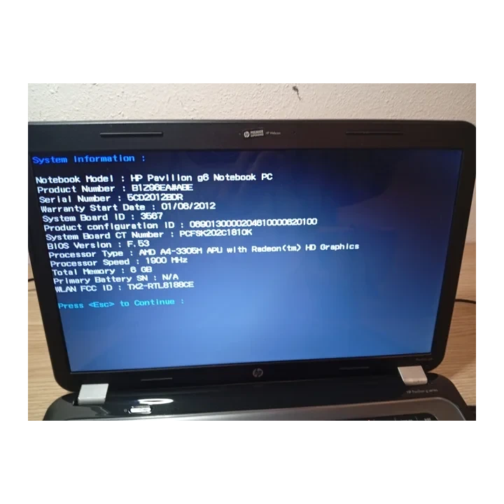 Portátil HP Pavilion G6 AMD A4 Para Piezas | ChollosPC
