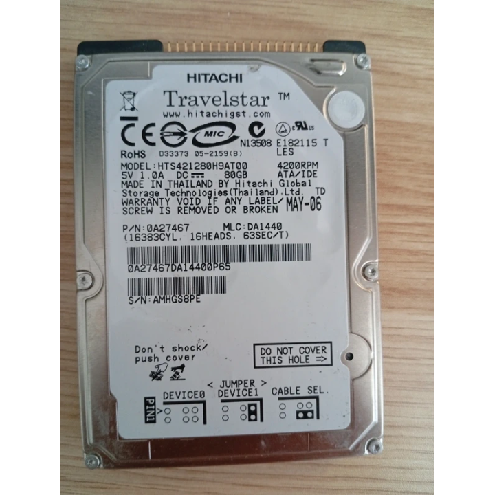 Disco Duro IDE Hitachi Travelstar 80GB Para Piezas | ChollosPC